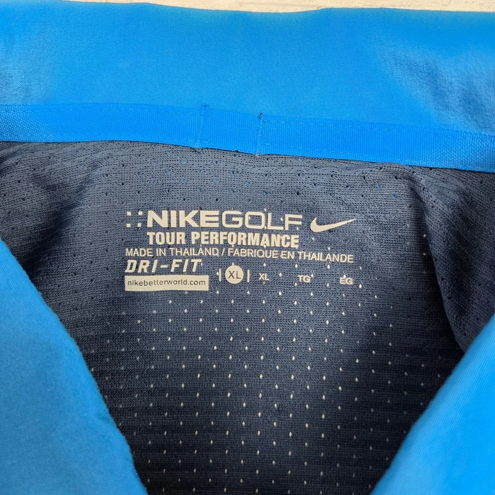 Nike Golf Polo Mens XL Blue Tour Performance Dri-FIT SS‎ Chest Pocket 639239 406